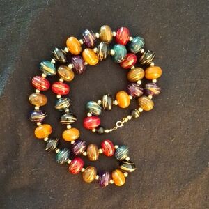 Red and Orange Beaded Necklace Vibrant Jewelry